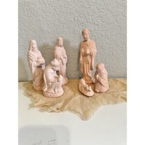 Vintage Terra Cotta 6 Piece Nativity Scene